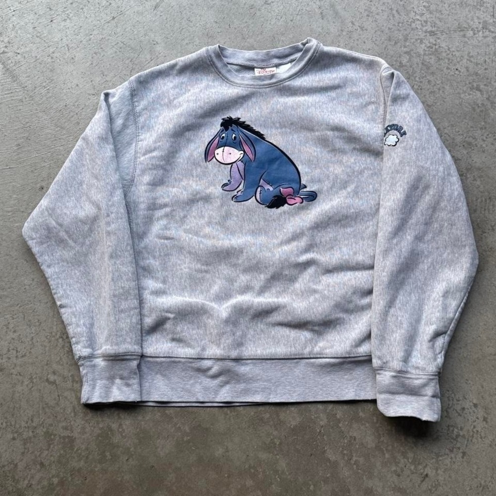 Disney Store  Eeyore Winnie The Pooh Grey Crew Neck Sweatshirt Womens Size M